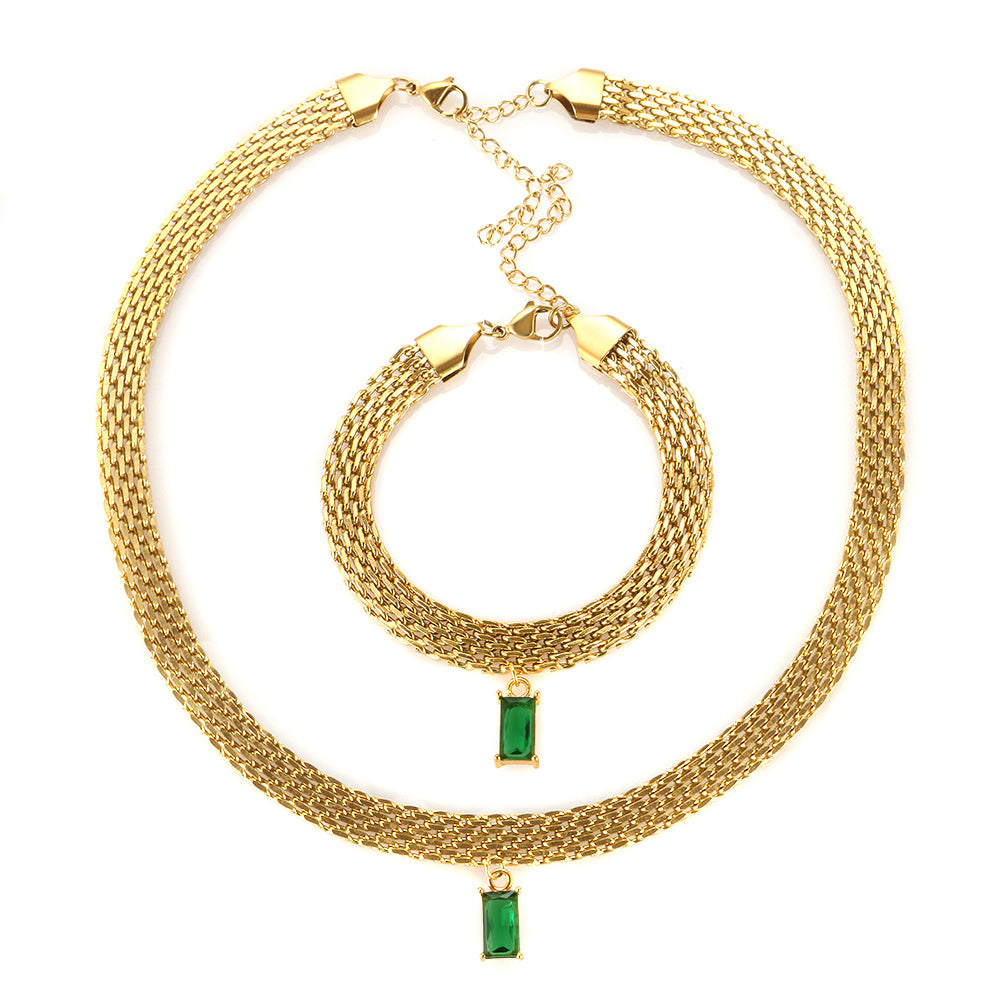 Colorful Rectangle Zircon Choker Necklace - Guangzhou Mingshixuan Jewellery CO.,Ltd