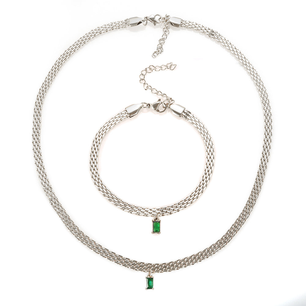 Colorful Rectangle Zircon Choker Necklace - Guangzhou Mingshixuan Jewellery CO.,Ltd