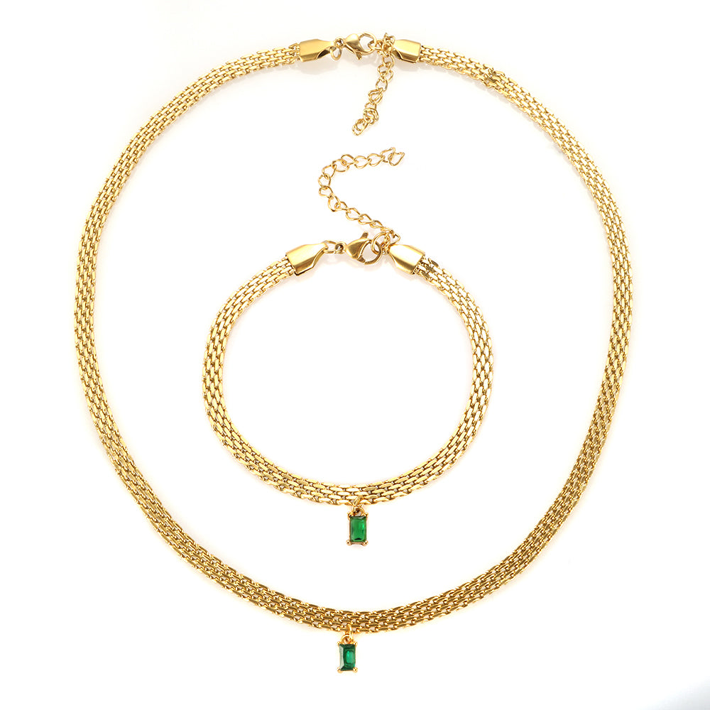 Colorful Rectangle Zircon Choker Necklace - Guangzhou Mingshixuan Jewellery CO.,Ltd