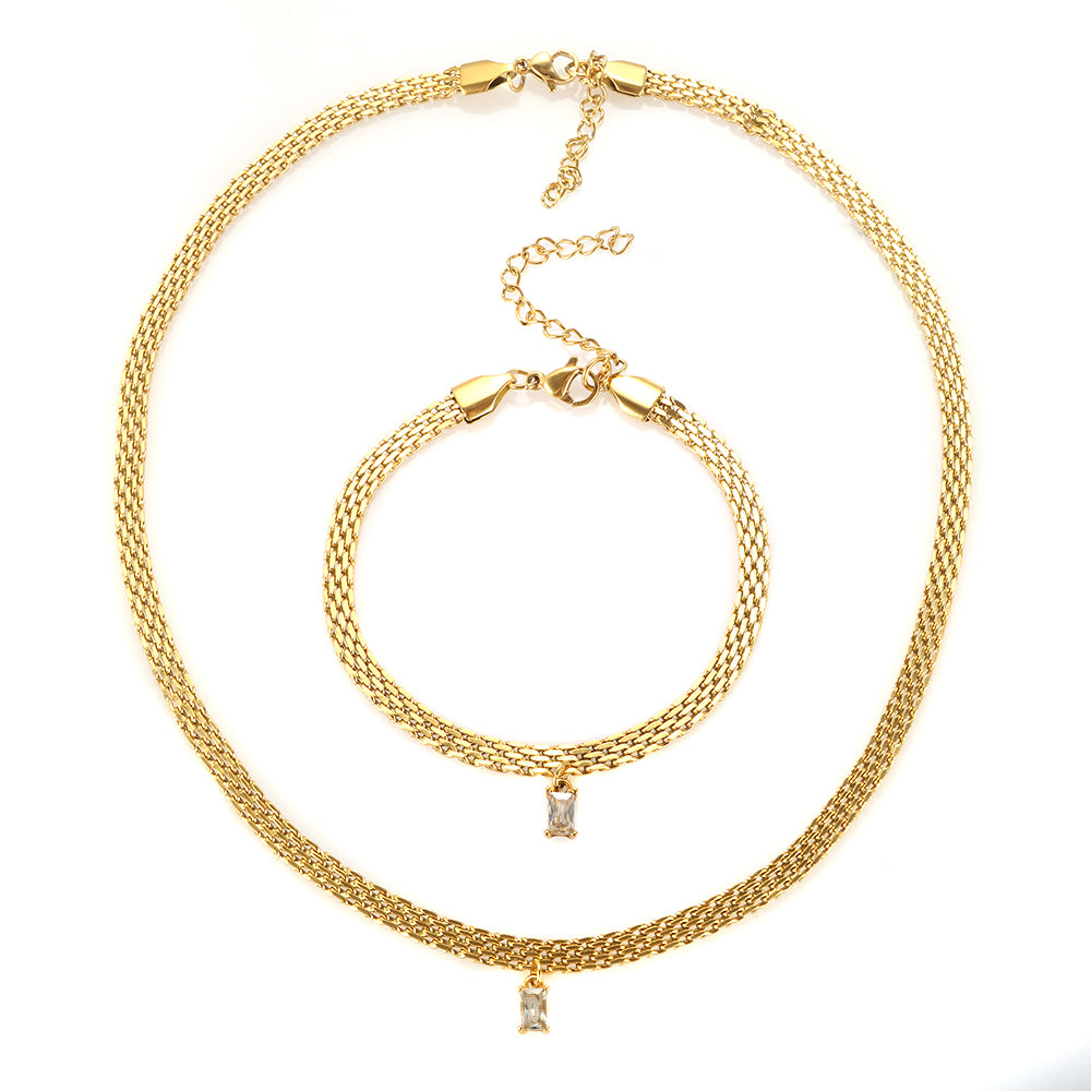 Colorful Rectangle Zircon Choker Necklace - Guangzhou Mingshixuan Jewellery CO.,Ltd