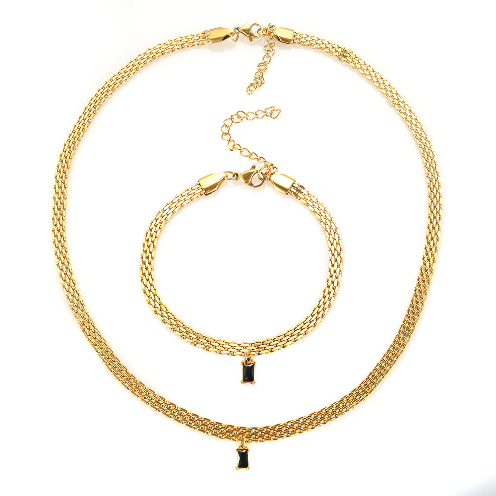 Colorful Rectangle Zircon Choker Necklace - Guangzhou Mingshixuan Jewellery CO.,Ltd