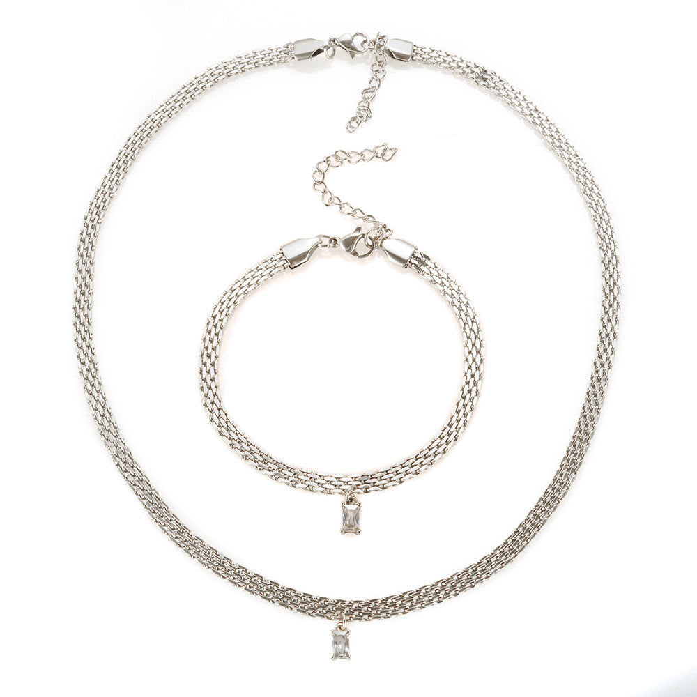 Colorful Rectangle Zircon Choker Necklace - Guangzhou Mingshixuan Jewellery CO.,Ltd