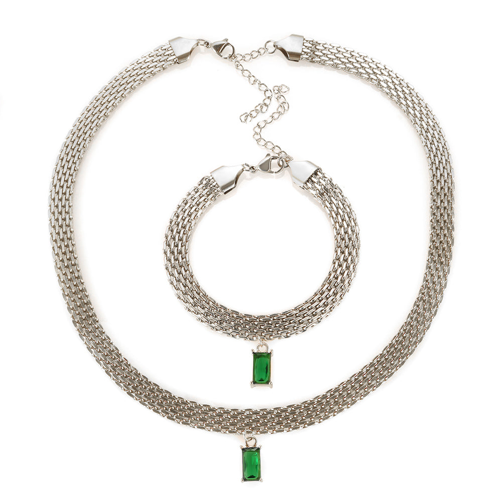 Colorful Rectangle Zircon Choker Necklace - Guangzhou Mingshixuan Jewellery CO.,Ltd