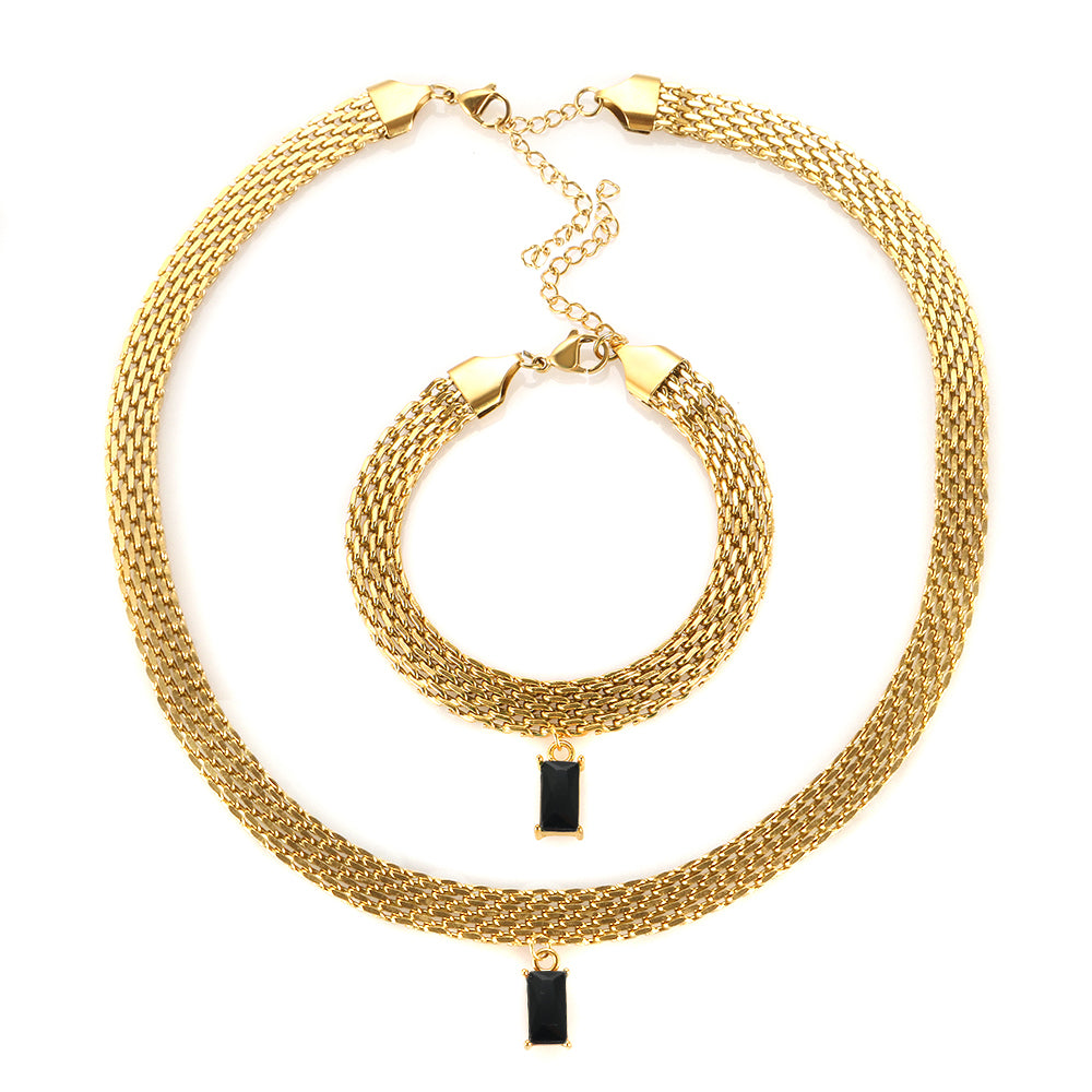 Colorful Rectangle Zircon Choker Necklace - Guangzhou Mingshixuan Jewellery CO.,Ltd