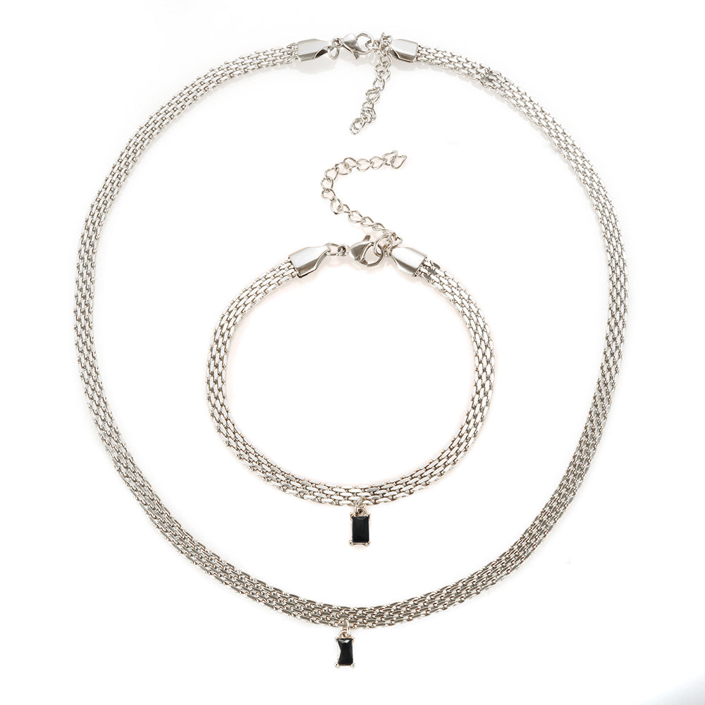 Colorful Rectangle Zircon Choker Necklace - Guangzhou Mingshixuan Jewellery CO.,Ltd