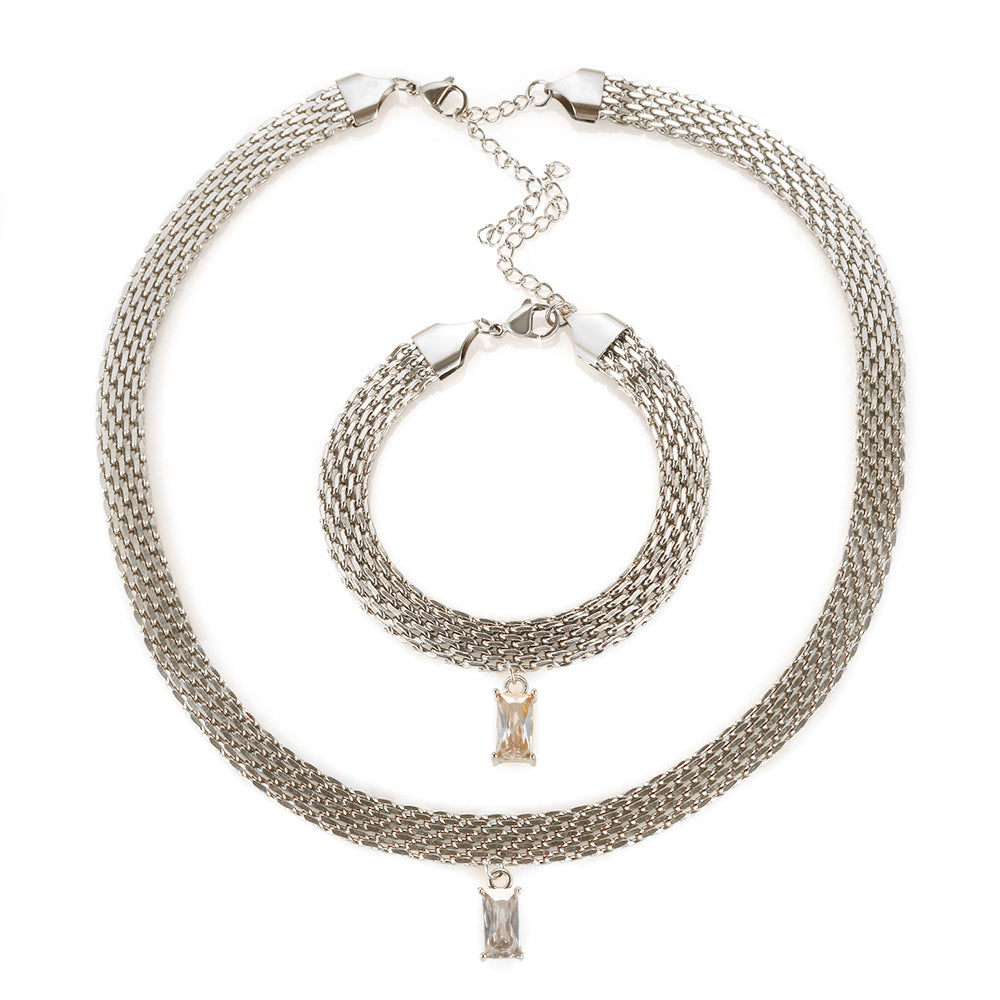 Colorful Rectangle Zircon Choker Necklace - Guangzhou Mingshixuan Jewellery CO.,Ltd