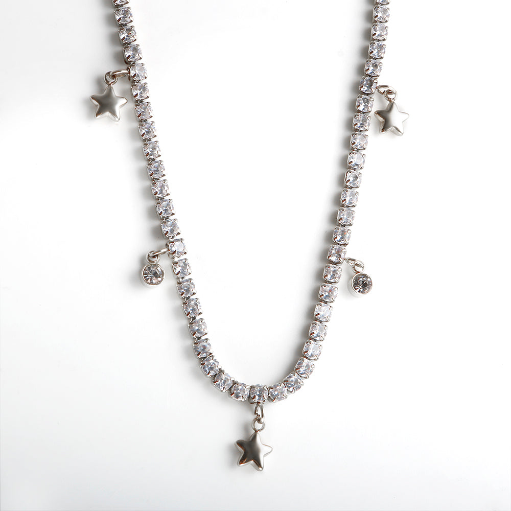 Shinny Cubic Zirconia Pentagram Charm Choker Necklace - Guangzhou Mingshixuan Jewellery CO.,Ltd